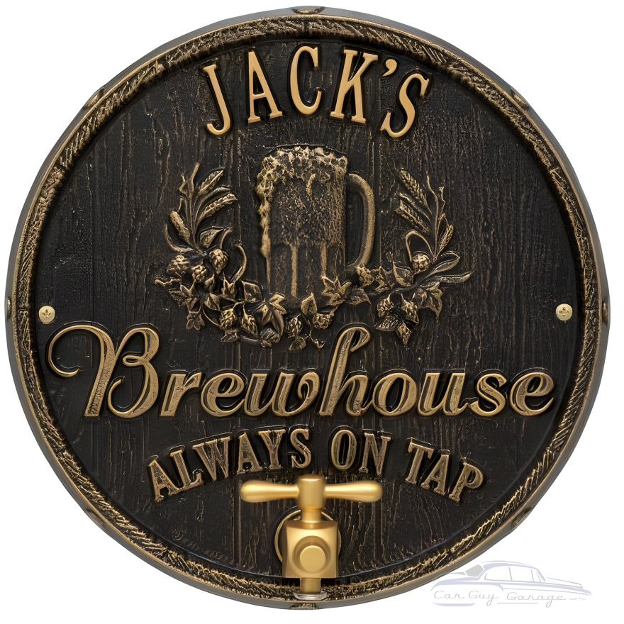 Personalized Cast Aluminum Oak Barrel Beer Pub Plaque Personalized Cast Aluminum Oak Barrel Beer Pub Plaque