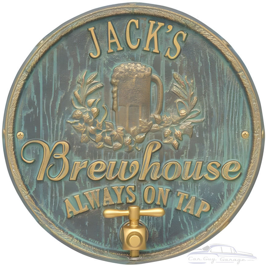 Personalized Cast Aluminum Oak Barrel Beer Pub Plaque Personalized Cast Aluminum Oak Barrel Beer Pub Plaque