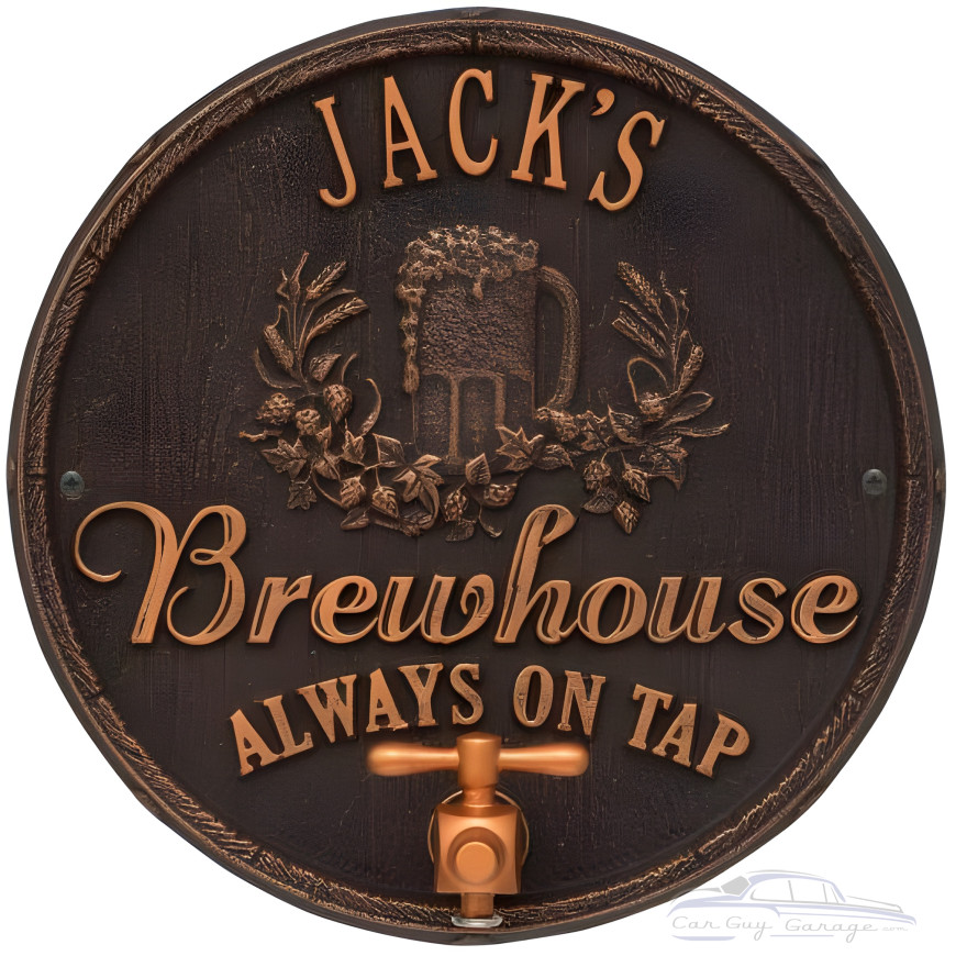 Personalized Cast Aluminum Oak Barrel Beer Pub Plaque Personalized Cast Aluminum Oak Barrel Beer Pub Plaque