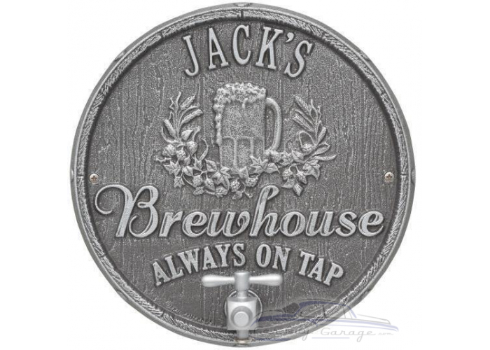 Personalized Cast Aluminum Oak Barrel Beer Pub Plaque