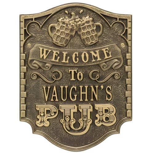 Personalized Cast Aluminum Pub Welcome Plaque