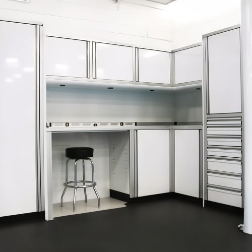 124.5" Left Wall and 76 " Right Wall Aluminum Garage Cabinets