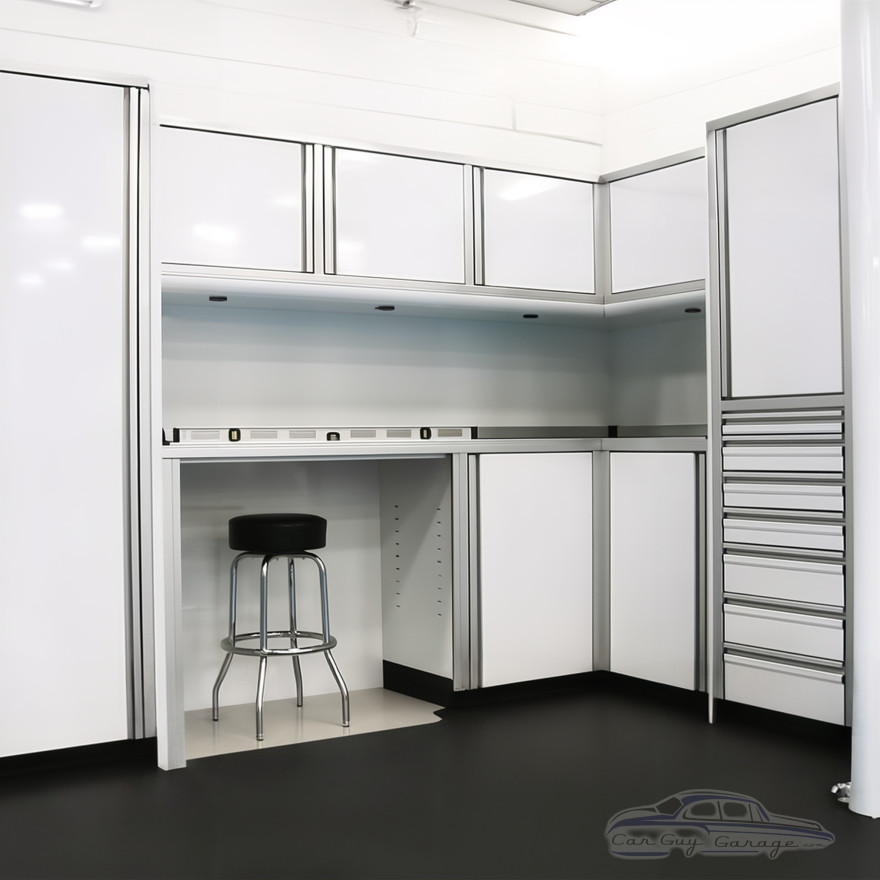 124.5" Left Wall and 76 " Right Wall Aluminum Garage Cabinets