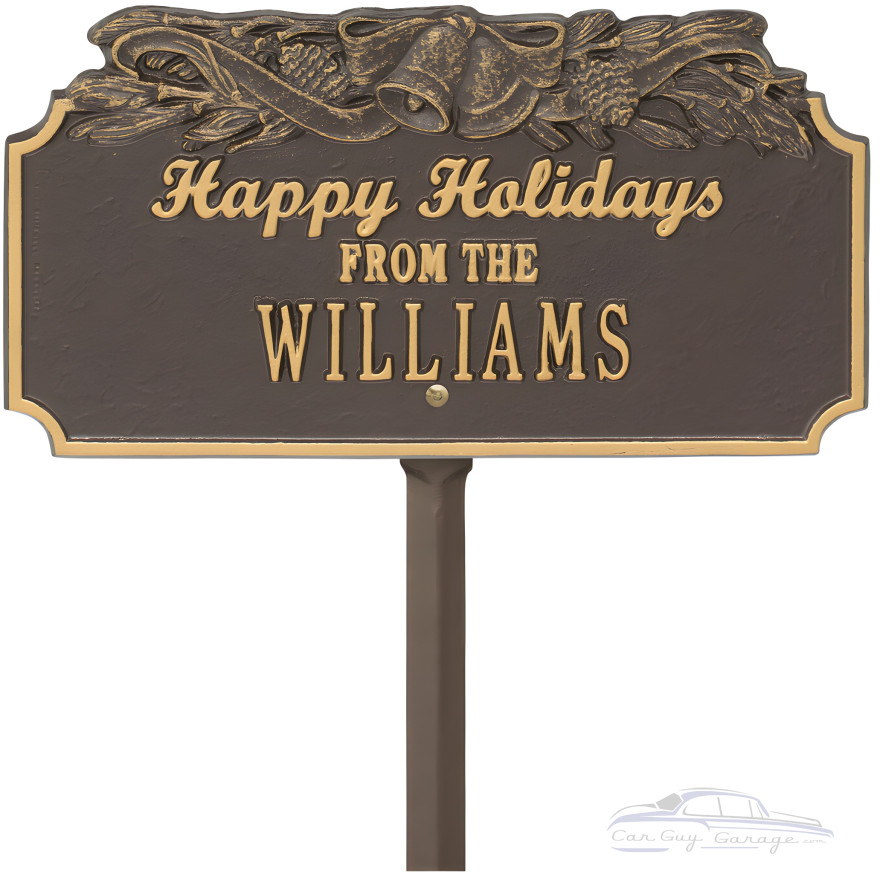 Happy Holidays Personalized Lawn Stake with Bells Happy Holidays Personalized Lawn Stake with Bells