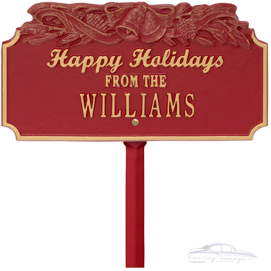 Happy Holidays Personalized Lawn Stake with Bells Happy Holidays Personalized Lawn Stake with Bells