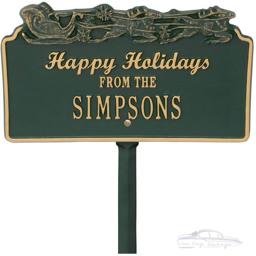 Happy Holidays Personalized Lawn Stake with Santa's Sleigh Happy Holidays Personalized Lawn Stake with Santa's Sleigh