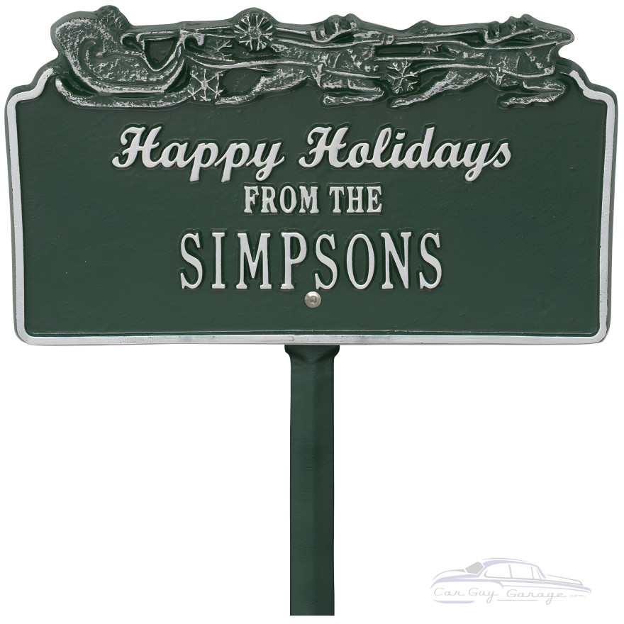 Happy Holidays Personalized Lawn Stake with Santa's Sleigh Happy Holidays Personalized Lawn Stake with Santa's Sleigh