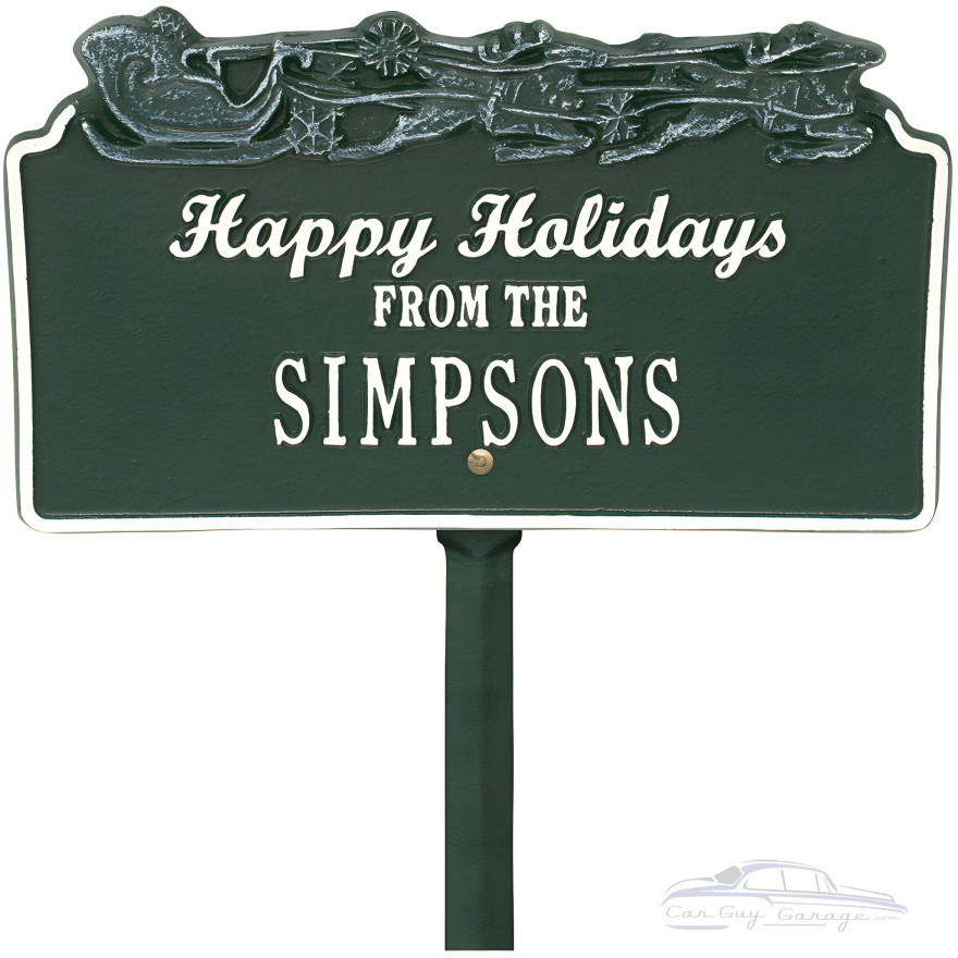 Happy Holidays Personalized Lawn Stake with Santa's Sleigh Happy Holidays Personalized Lawn Stake with Santa's Sleigh