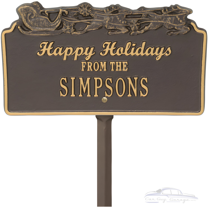 Happy Holidays Personalized Lawn Stake with Santa's Sleigh Happy Holidays Personalized Lawn Stake with Santa's Sleigh