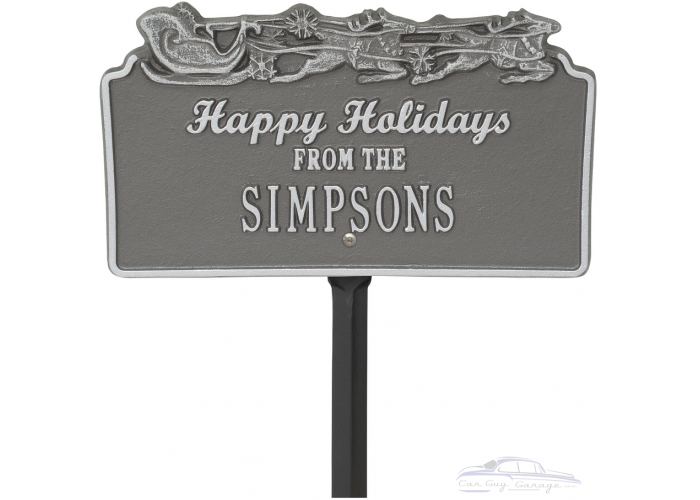 Happy Holidays Personalized Lawn Stake with Santa's Sleigh