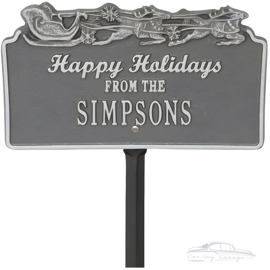 Happy Holidays Personalized Lawn Stake with Santa's Sleigh Happy Holidays Personalized Lawn Stake with Santa's Sleigh