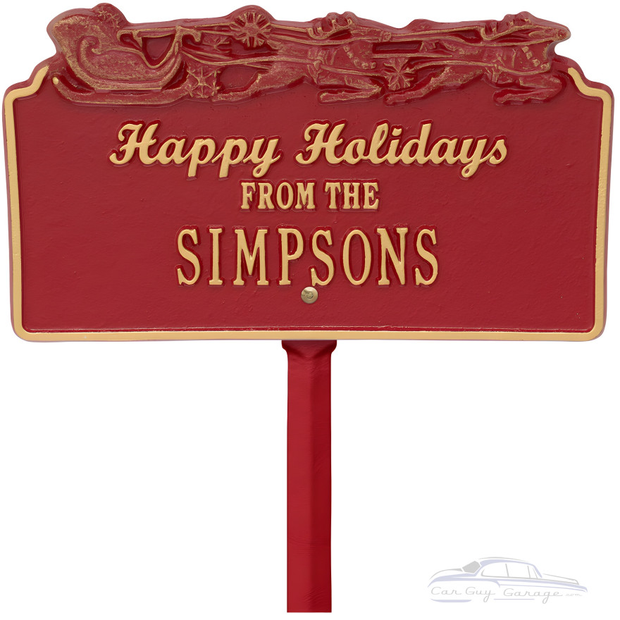 Happy Holidays Personalized Lawn Stake with Santa's Sleigh Happy Holidays Personalized Lawn Stake with Santa's Sleigh