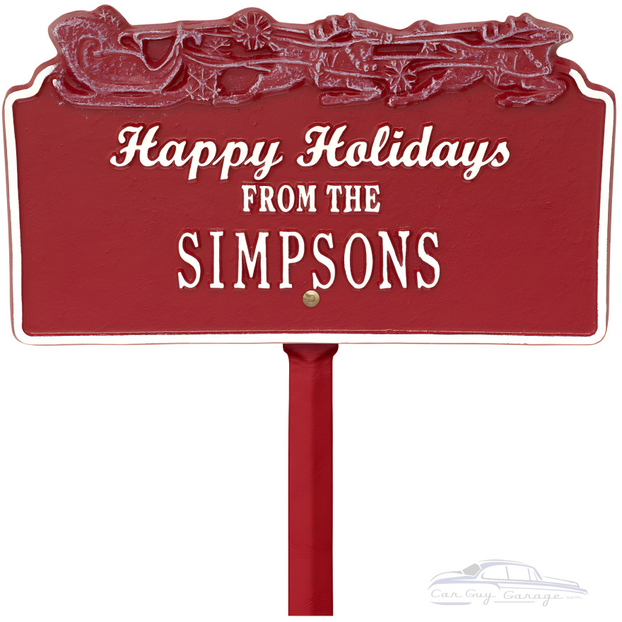 Happy Holidays Personalized Lawn Stake with Santa's Sleigh Happy Holidays Personalized Lawn Stake with Santa's Sleigh