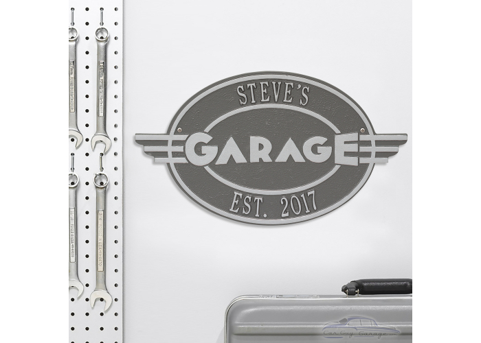 Personalized Cast Aluminum Oval Garage Plaque