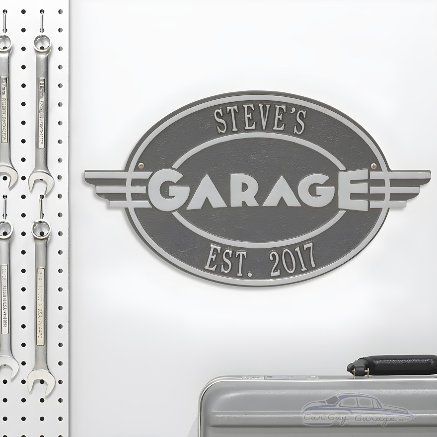 Personalized Cast Aluminum Oval Garage Plaque Personalized Cast Aluminum Oval Garage Plaque