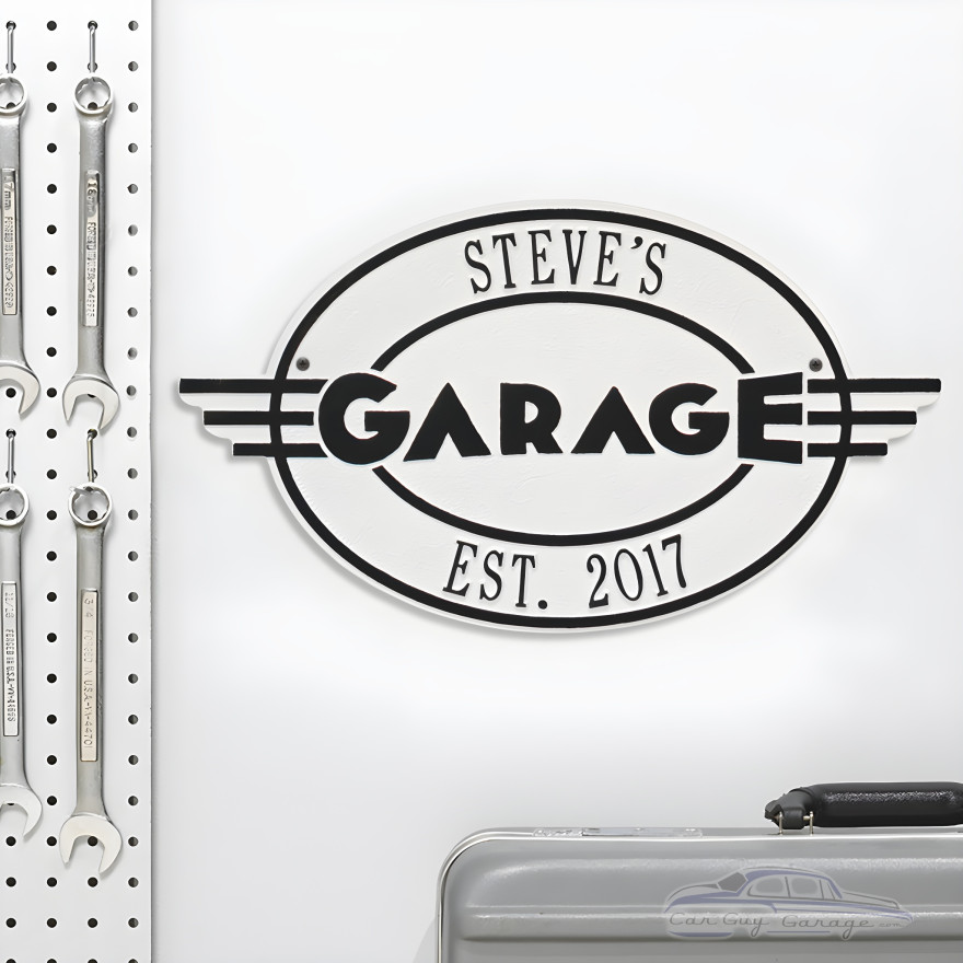 Personalized Cast Aluminum Oval Garage Plaque Personalized Cast Aluminum Oval Garage Plaque