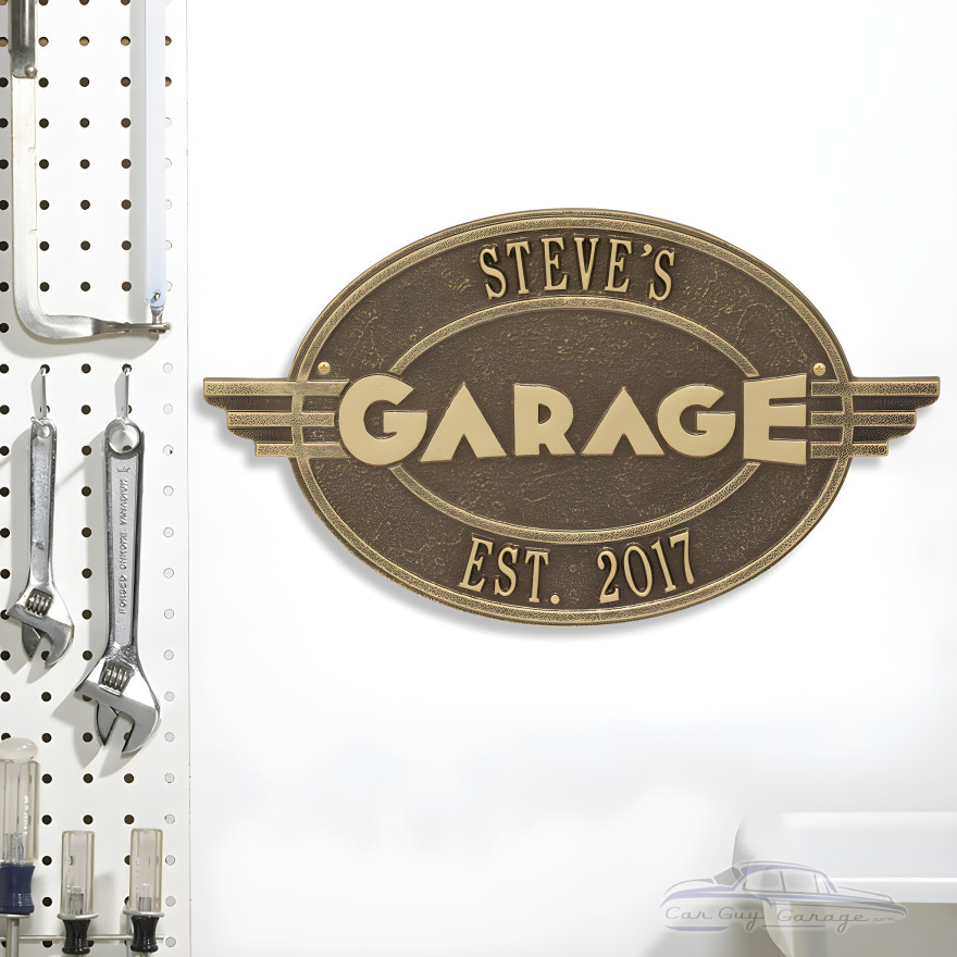 Personalized Cast Aluminum Oval Garage Plaque Personalized Cast Aluminum Oval Garage Plaque