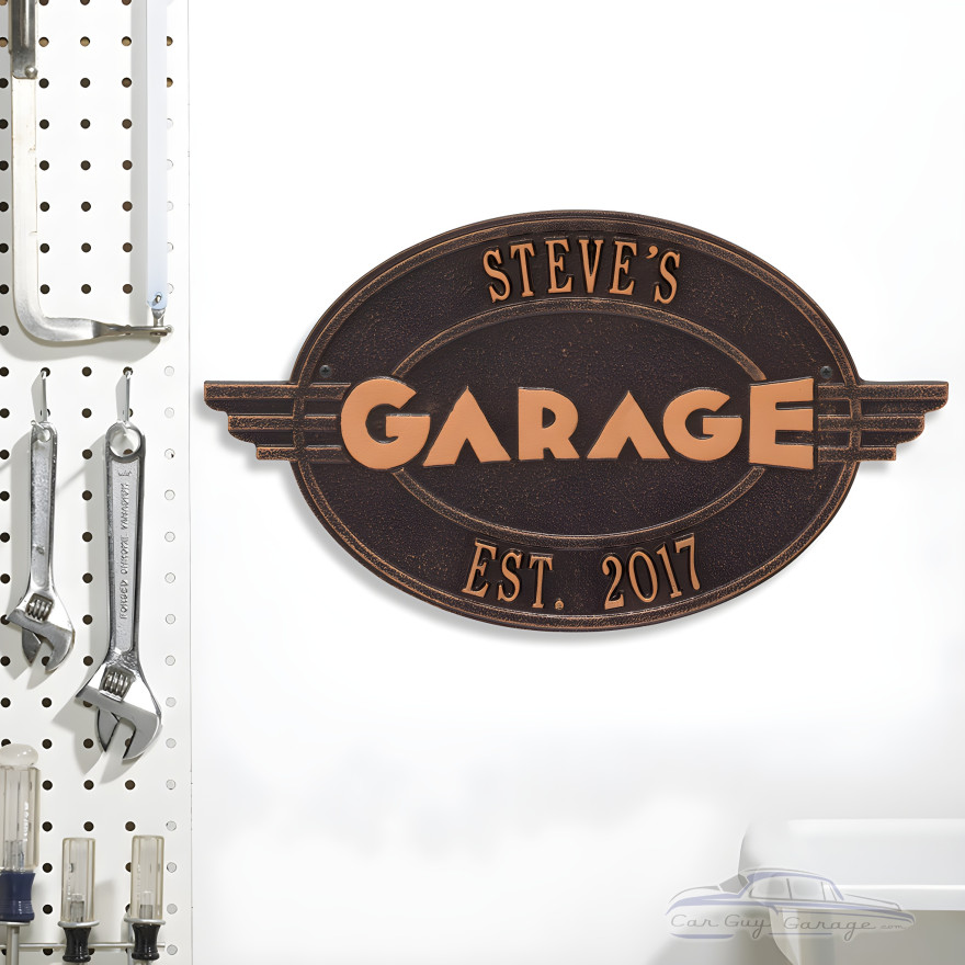 Personalized Cast Aluminum Oval Garage Plaque Personalized Cast Aluminum Oval Garage Plaque