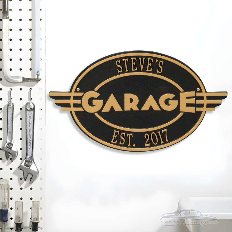 Personalized Cast Aluminum Oval Garage Plaque Personalized Cast Aluminum Oval Garage Plaque