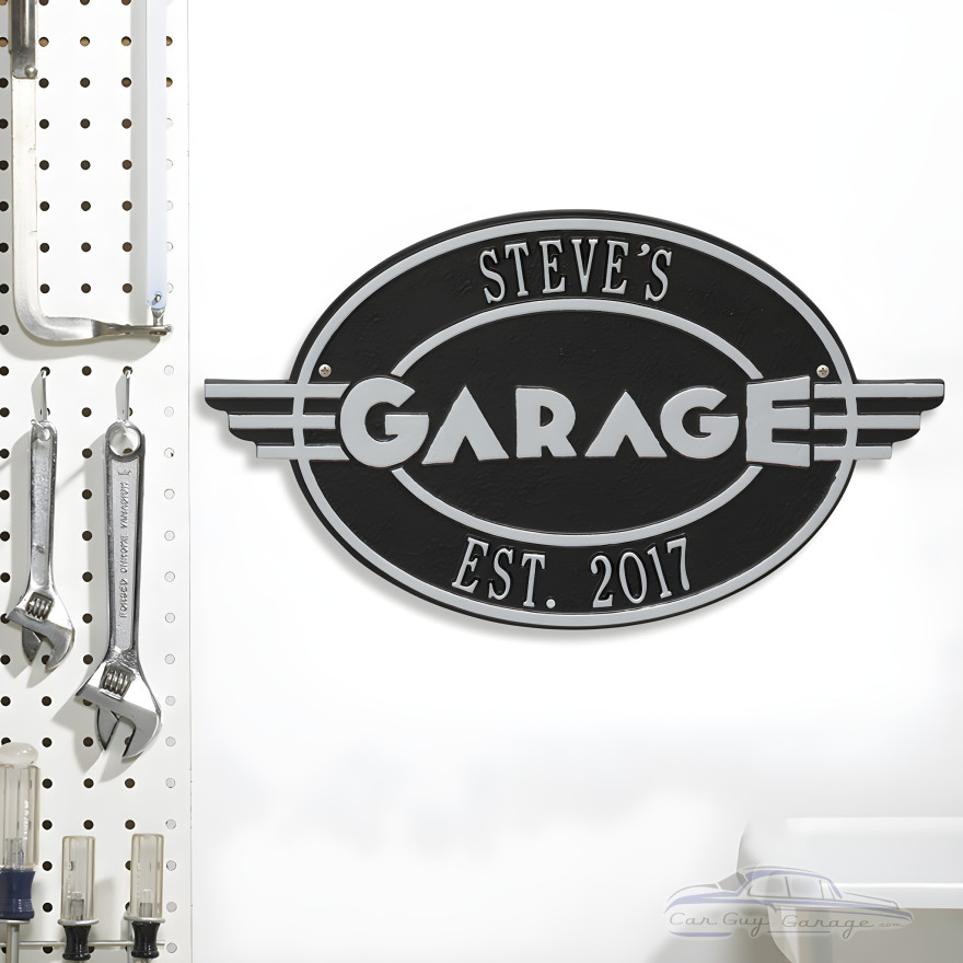 Personalized Cast Aluminum Oval Garage Plaque Personalized Cast Aluminum Oval Garage Plaque