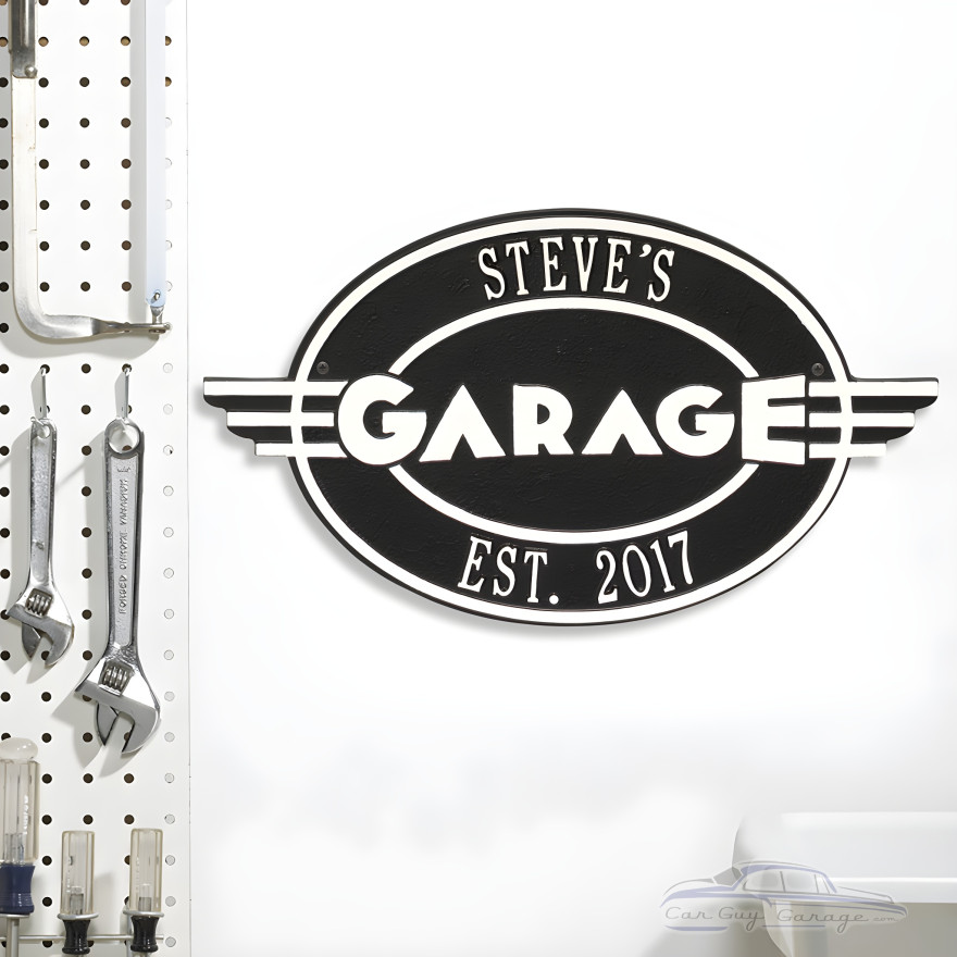 Personalized Cast Aluminum Oval Garage Plaque Personalized Cast Aluminum Oval Garage Plaque