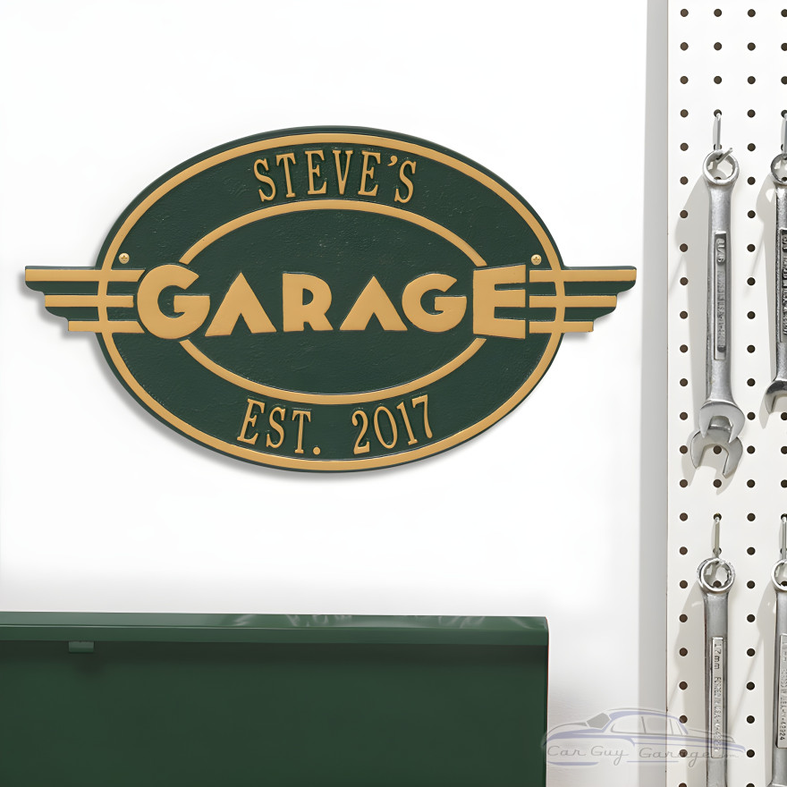 Personalized Cast Aluminum Oval Garage Plaque Personalized Cast Aluminum Oval Garage Plaque
