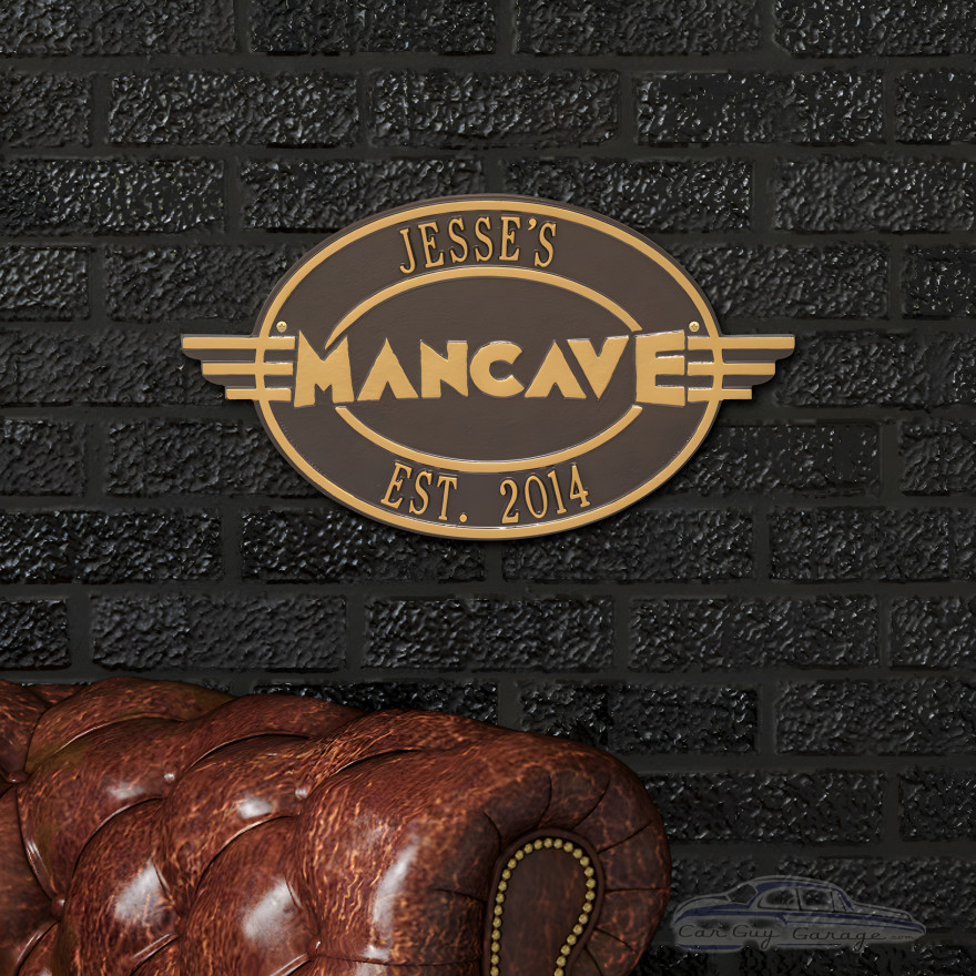 Personalized Cast Aluminum Oval Mancave Plaque