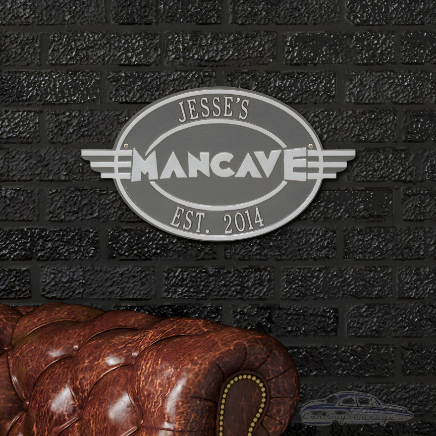 Personalized Cast Aluminum Oval Mancave Plaque