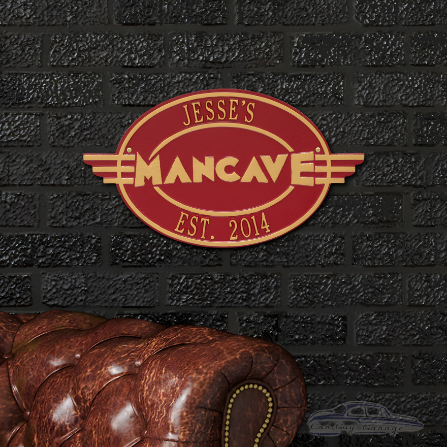 Personalized Cast Aluminum Oval Mancave Plaque