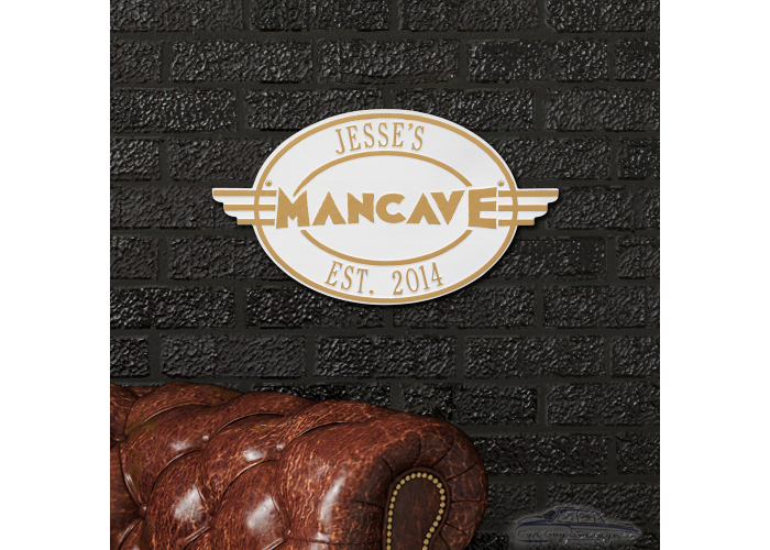 Personalized Cast Aluminum Oval Mancave Plaque