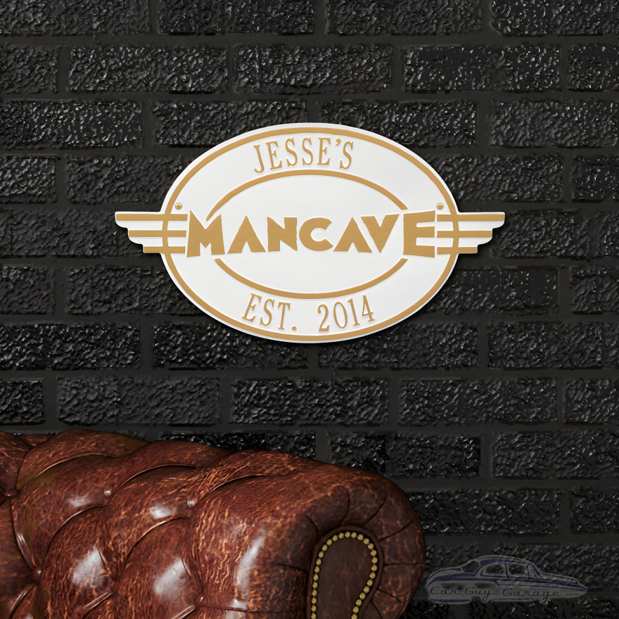 Personalized Cast Aluminum Oval Mancave Plaque