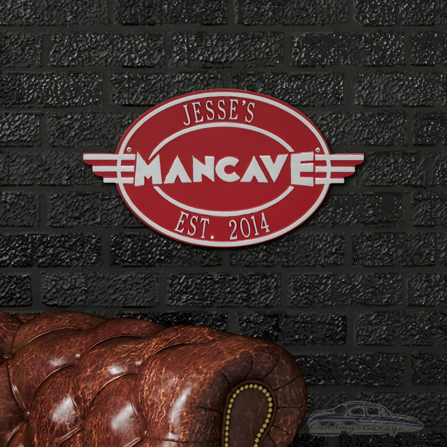 Personalized Cast Aluminum Oval Mancave Plaque