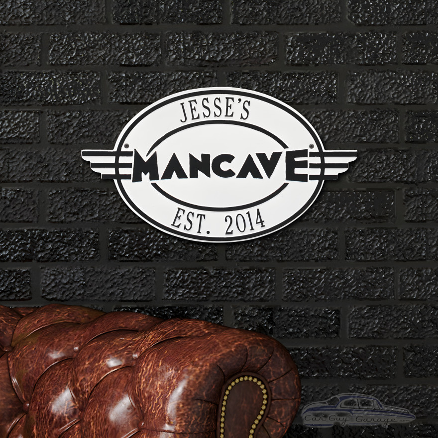 Personalized Cast Aluminum Oval Mancave Plaque