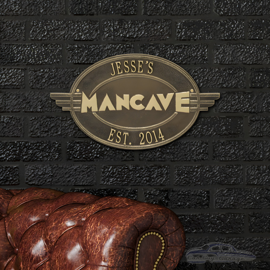 Personalized Cast Aluminum Oval Mancave Plaque