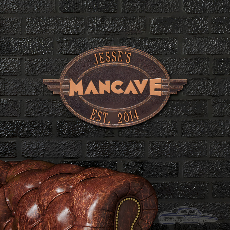 Personalized Cast Aluminum Oval Mancave Plaque