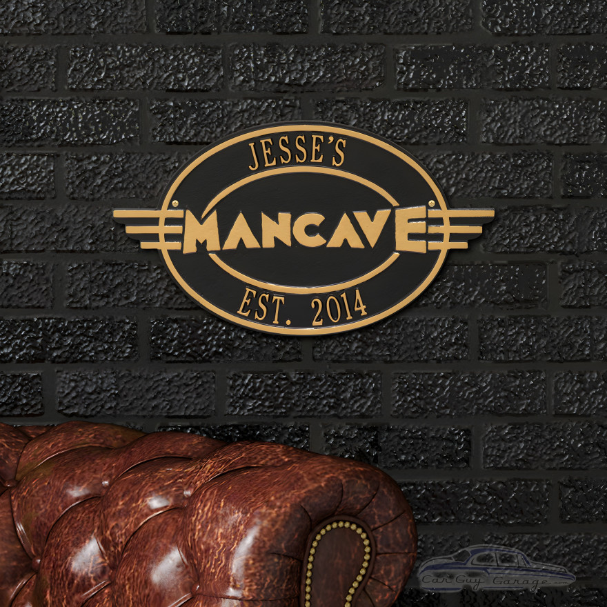 Personalized Cast Aluminum Oval Mancave Plaque