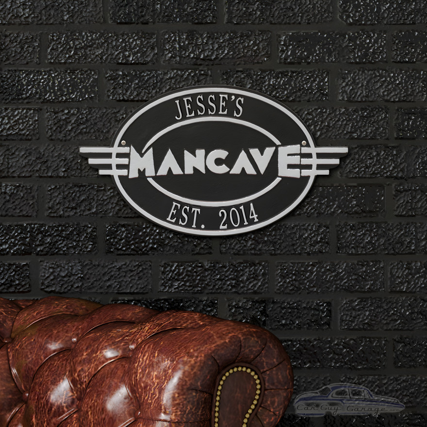 Personalized Cast Aluminum Oval Mancave Plaque