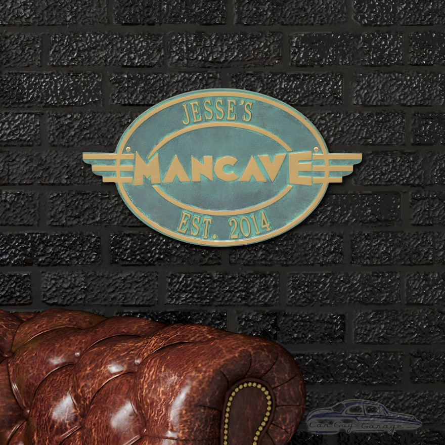 Personalized Cast Aluminum Oval Mancave Plaque