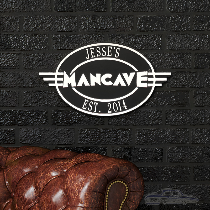Personalized Cast Aluminum Oval Mancave Plaque