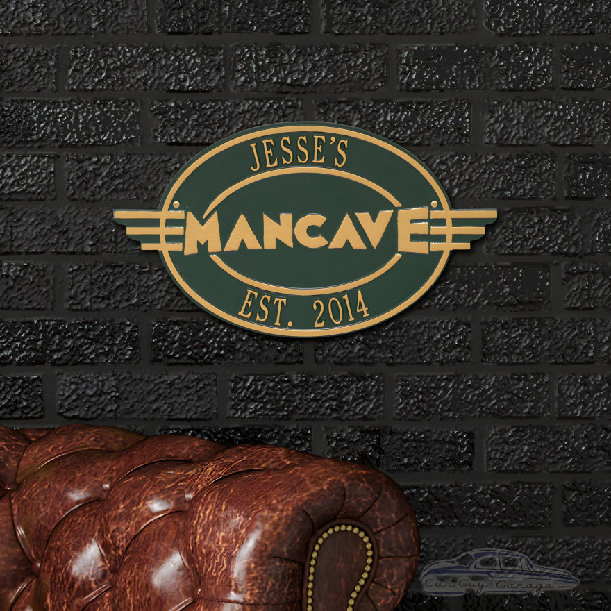 Personalized Cast Aluminum Oval Mancave Plaque