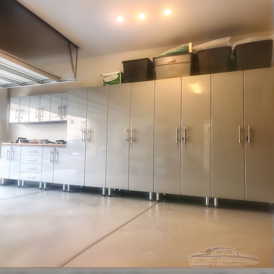 Silver Modular 11 Piece Garage Cabinet Kit with Bamboo Worktop Silver Modular 11 Piece Garage Cabinet Kit with Bamboo Worktop