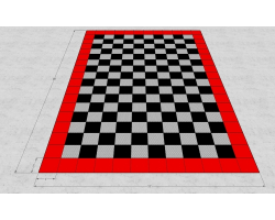 Red and Checkered Aluminum Floor Tiles 18 feet by 12 feet