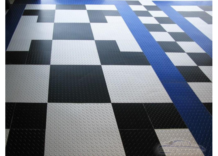 336 sq. ft. of Diamond Plate Aluminum Tiles in Black, Blue, and Ice