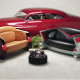 1951 Black Mercury with Flames Tan Leather Couch